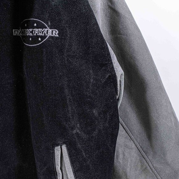 Pacific Flyer Embroidered Varsity Jacket Faux Suede XXL VTG 90s Streetwear - Picture 7 of 16